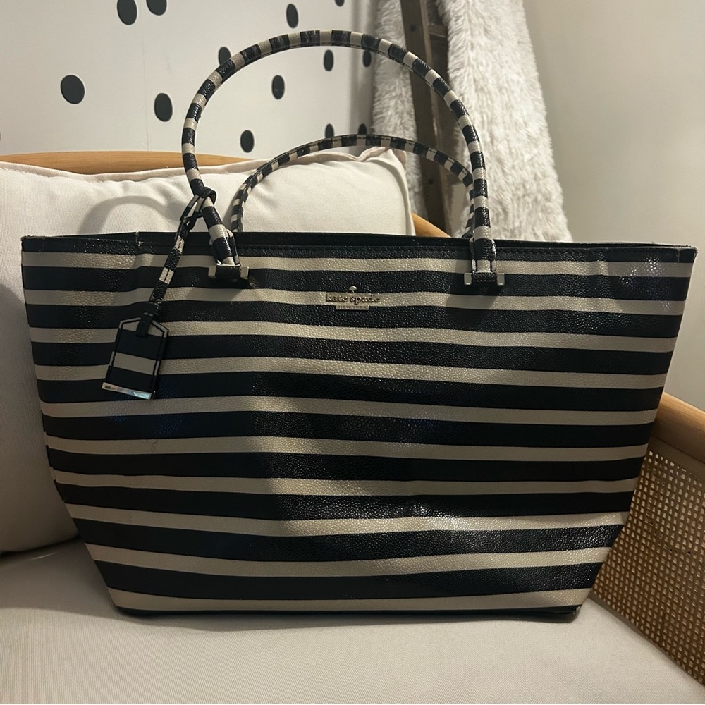 ‼️SALE‼️Kate Spade ♠️ Navy and White Striped Tote Bag